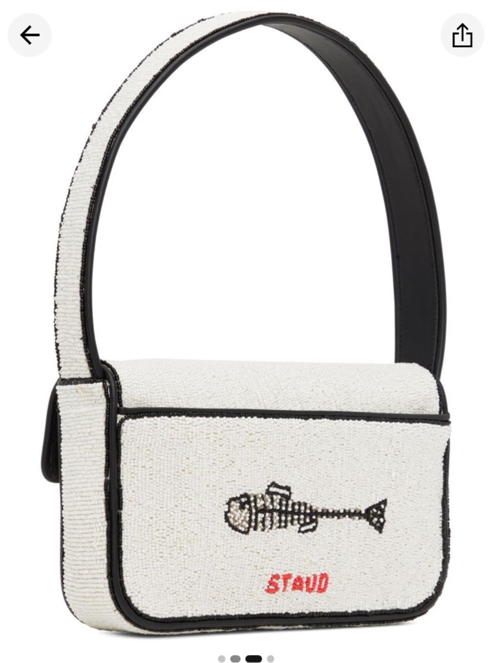 STAUD BEADED TOMMY BAG STAUDINES BLACK WHITE NWOT Limited Collection - Picture 5 of 8